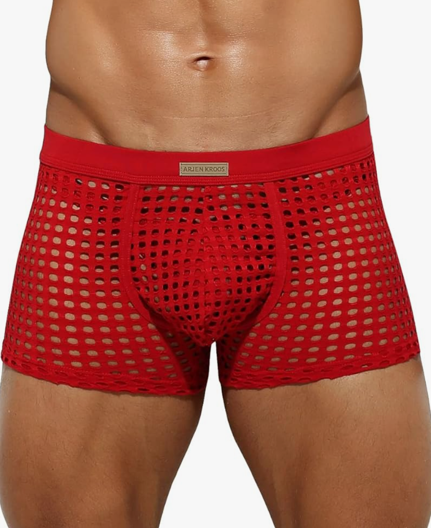 Arjen Kroos Mens Boxer Briefs Breathable Hot Mesh Underwear, L