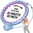 Plus Size Silent Weighted Hula Infinity Fitness Detachable Hoops 65-Inch 32 Knot, Smart Noiseless Infinity Hula for Women, 2-in-1 Waist and Abdominal Home Workout Equipment
