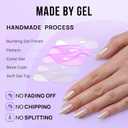 BTArtbox Press On Nails Almond - Medium Soft Gel Chrome Nails, Glue On Nails with Nail Glue, Reusable Stick On Nails in 16 Sizes - 32 Soft Gel Fake Nails Kit, Nuts Glazed