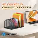 7-Section Metal Upright File Sorter Organizer, Office Small Letter Sorter Desktop File Organizer Metal Mesh Iron Sole, Black