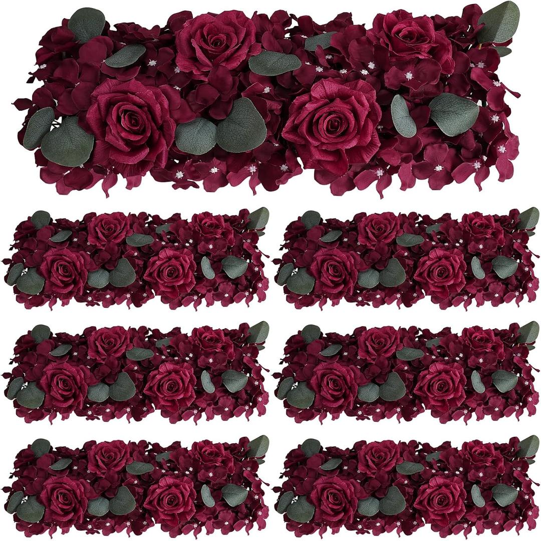 Pack of 6 Artificial Flower Wedding Arch Decorations, 18 inch Floral Centerpieces for Party Bridal Shower Event Table Wall Arrangement - Burgundy