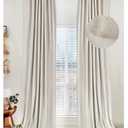 100% Blackout Shield Linen Blackout Curtains for Bedroom 84 Inches Long, Back Tab/Rod Pocket Living Room Drapes, Thermal Insulated Blackout Curtains 2 Panels Set, 50" W x 84" L, Cream
