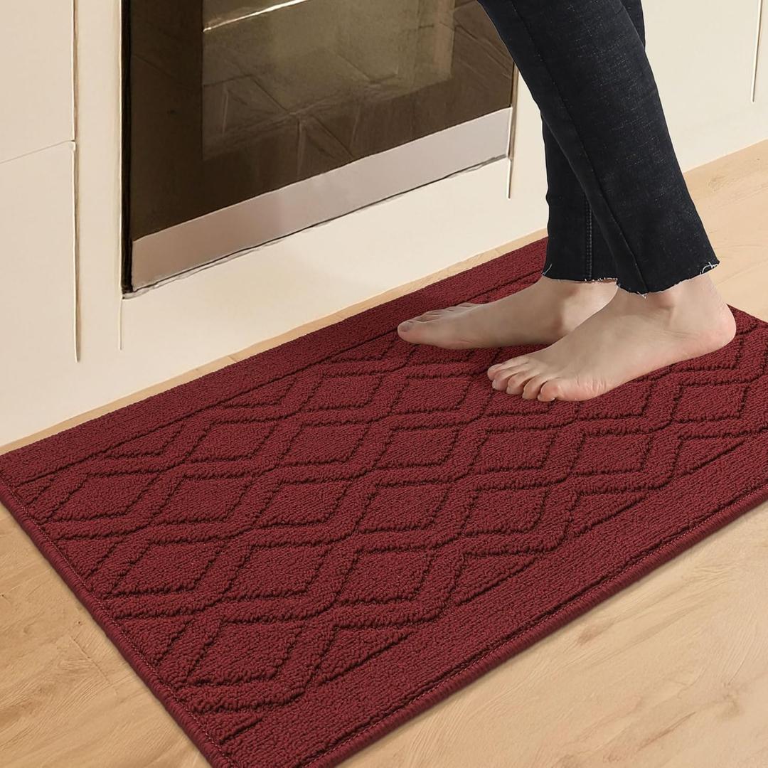 COSY HOMEER-Kitchen-Rugs-and-Mats 20"x30" Non Slip Kitchen Mats for Floor Absorbent Kitchen Rug Washable Kitchen Standing Floor Mat for Sink Mat, Throw Rug, Entry, Laundry, Red