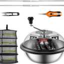 VEVOR 16inch Bud Leaf Bowl Trimmer Twisted Spin Cut with Sharp Stainless Steel Blades, Clear Visibility Cover, Foldable Herb Drying Rack & Hand Pruner