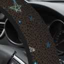 Cute Steering Wheel Cover for Women, Machine Washable Universal 14.5-15.5 inch Non-Slip Grip All Weather Use (Brown Leopard Stars)