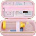 Canboc Carrying Case for Asthma Inhalers, Handheld Spacer for Kids and Adults, Face Masks, Space Chamber, Inhaler Spacer Case with Mesh Pocket fit Medicine and Other Essentials, Pink (Case Only)