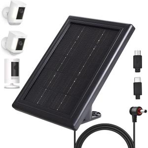 Ring Camera Solar Panel Charger, 5V 3.5W Solar Charger Compatible with Ring Spotlight Cam/Stick Up Cam Battery Outdoor Wireless Surveillance Camera, 16.4ft Cable (Black, 1 Pack)