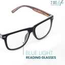 2SeeLife Oversized Blue Light TR-90 Reading Glasses for Men Medium Fit, Sturdy Frame, Spring Hinges, Premium Readers, Matte Black, +2.50