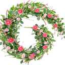 6 Ft Pink Flower Garland Silk Artificial Wildflower Daisy Flowers Faux Floral Garland Spring Flower Hanging Vines with Green Leaves for Fireplace Wedding Arch Wall Home Indoor Outdoor Party Decor