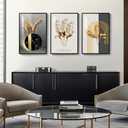 Framed Modern Luxury Large Wall Art for Living Room, Set of 3 Piece Black White Gold Contemporary Abstract Paintings Artwork for Walls, Big Prints Pictures for Office Wall Decor -Total 30" x 60", 20" W x 30" H x 3Pcs