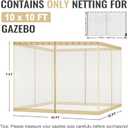 COWVIE Gazebo Replacement Netting Screen, 10' x 10' Universal Gazebo 4-Panel Mosquito Sidewalls with Double Zippers for Outdoor Patio (Only Netting)