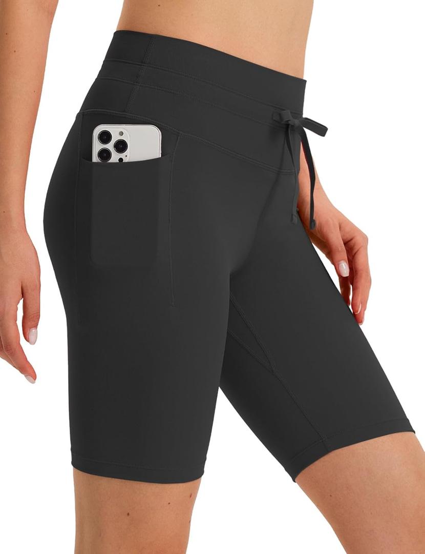 baleaf Women 8" Biker Shorts with Pockets, High Waisted Workout Short Tummy Control Yoga Gym Spandex Running Volleyball (Black) baleaf Women 8" Biker Shorts with Pockets, High Waisted Workout Short Tummy Control Yoga Gym Spandex Running Volleyball (Black)