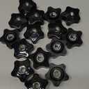 Zhengmy 30 Pcs Female Threaded Knob Black Plastic Head Thru Star Nuts Clamping(5 Star,3/8''-16)