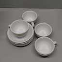 LE TAUCI 6 oz Cappuccino Cups with Saucers, Ceramic Coffee Cup for Au Lait, Double shot, Latte, Cafe Mocha, Tea - Set of 4, White