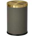9L/2.3GAL Bathroom Trash Cans Gold,Brush Brass Trash Can with Lid,Gold Trash Can for Bathroom,Bedroom, Powder Room,Office,Laundry Room (9L-Gery)