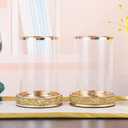 Pillar Candle Holders Set of 2,Hurricane Candle Holders,Candlesticks Holder With Glass Hurricane Lid,Metal Candle Holder For Coffee Dining Table, Wedding, Christmas, Home Decoration,Gold Candle Holder