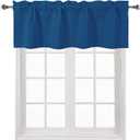 DWCN Valance Curtains for Kitchen Solid Rod Pocket Window Treatments Curtain Valance for Kitchen Bathroom Windows 42x18 inch Long, 1 Panel Classic Blue