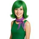 Wiggy Mermaid Short Green Wig and Scarf for Halloween Costume Parties Stage Performances Cosplay