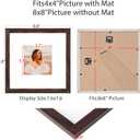 8x8 Picture Frame Set of 9, Display Pictures 4x4 with Mat or 8x8 without Mat, Multi Collage Gallery Square Photo Frames for Wall or Tabletop, Brown