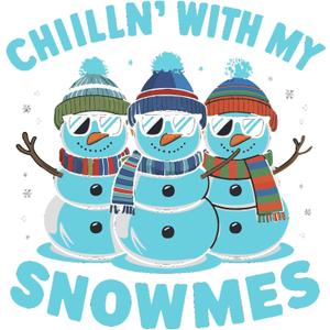 Family Chillin with My Snowmies Vibrant Cartoon Wall Decal Decoration Cute Christmas Snowman Friends Cute Cool Sunglasses Holiday Gift Lasts Years and Easily Removable - Size: 40 in(W) x 40 in(H)