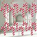 90pcs Christmas Candy Party Decorations Christmas Candy Cane Foil Swirl Ceiling Hanging Ornaments Decor Candy Cane Cutouts Party Supplies for Christmas Tree Home Decor Xmas Winter Holiday Party Favor