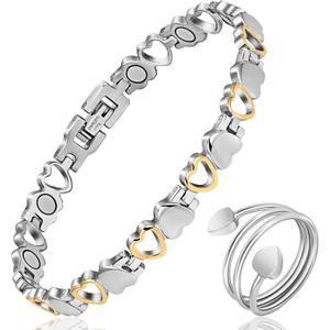 Mahnco Lymph Detox Magnetic Bracelet, Titanium Bracelet for Women, Lymphatic Drainage Ring & Bracelet with 3500 Gauss Magnets-Jewelry Gift Set with Adjustment Tool