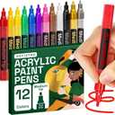 ARTISTRO 12 Regular Paint Pens for Glass Marking, Rock Painting, Ceramic, Wood, Fabric, Scrapbooking, DIY Craft Making, Coloring  Acrylic Paint Markers ExtraFine Tip 0.7mm