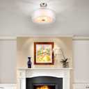 XiNBEi Lighting 16" Drum Semi Flush Ceiling Light Brushed Nickel for Living