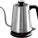 Nueve&Five Gooseneck Electric Kettle with Thermometer,Electric Tea Kettle 1L with Auto Shut-Off，1000W Hot Water Kettle of Stainless Steel,Pour Over Kettle for Coffee & Tea -Chrome