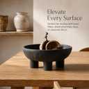 Black Concrete Decorative Bowl, 12 Inch Large Footed Bowl for Home Decor, Heavyweight Pedestal Bowl, Matte Black Centerpiece Bowl for Coffee Table, Shelf, Console, Entryway, Outdoor Styling, 12 inches in diameter x 5.2 inches in height