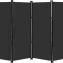 MAYOLIAH 4 Panel Room Divider Screen 6Ft Tall Foldable Privacy Dividers Indoor Wall Partition Room Separator Black