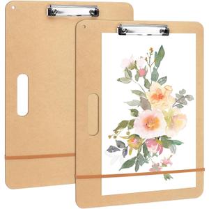 2 x TKOnline 2 Pack 11.8x17.7 Drawing Boards, Sketch Boards with Sturdy Clip and Rubber Bands, Portable Art Clipboard for Classroom, Drafting and Studio Drawing