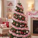 XmasExp 33ft Valentines Day Decorations Pink Valentines Day Garland with Light Shiny Heart Valentines Tree Decorations for Wedding Party,Mantle,Christmas Tree, Birthday (33ft-Light Pink)