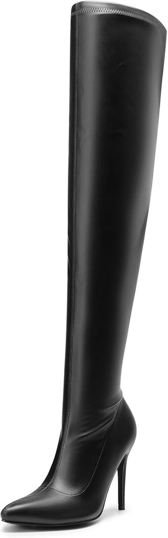 DREAM PAIRS Over The Knee Boots for Women, Women's Thigh High Boots Heel Fall Boots (6, Black)