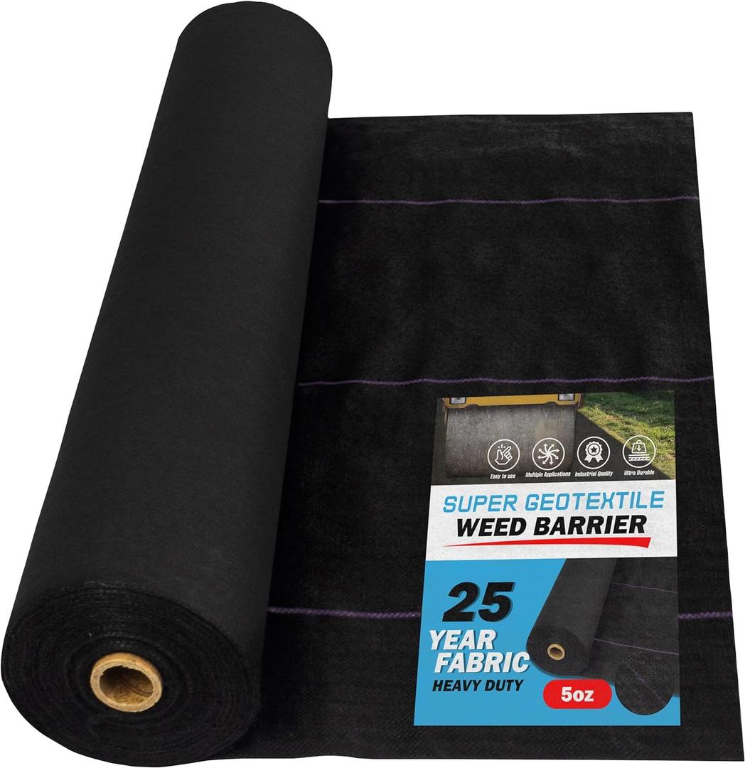 Super Geotextile Professional 5oz Geotextile Weed Barrier Fabric - Heavy Duty Landscape Fabric for Gardening, Landscaping, Weed Fabric (4x100)