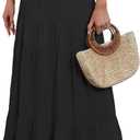 ANRABESS Womens Maxi Skirt Elastic High Waist Swing Tiered A-line Flowy Pleated Boho Beach Vacation Long Skirts XL