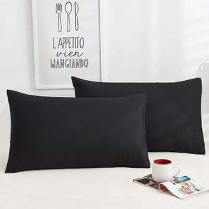 SDY Black Pillow Cases Set of 2Soft Microfiber Pillow Cases, Pillow Covers with Envelope Closure,Shrinkage and Fade Resistant Pillow Covers for Women Men,20X26 inches,Pillows Not Included.