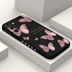 for Samsung Galaxy S21 Case, Floral Creative Sides Fashionablee Designs Soft Silicone Slim Phone Cover for Samsung S21, Butterfly Black