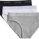 Calvin Klein Kids Girls' Modern Cotton Bikini Underwear 3-Pack, Heather Gray/White/Black, Medium
