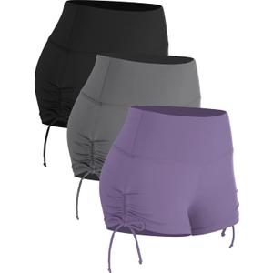 CADMUS Athletic Booty Shorts for Women 3 Pack High Waisted Workout Pro (Medium, Booty Shorts: Inseam 2",black & Grey & Lavender)