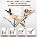 Reclining Camping Chair 4-Position Adjustable, Lightweight Folding Lounge Beach Chair for Adults with Removable Footrest & Headrest, Cup Holder & Storage Pouch for Outdoor(330lbs Capacity), Beige, 62 inches x 32 inches x 29.5 inches