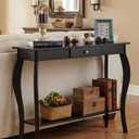 ChooChoo Narrow Console Table with Drawer, Chic Accent Sofa Table, Entryway Table, Black, 11.8"D x 39.3"W x 31.4"H