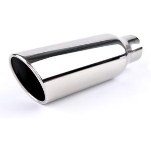 RP Remarkable Power, Exhaust Tip 2.5" Inlet 4" Outlet 12" Long Stainless Steel Rolled Edge Universal Muffler EXT09 (Silver)