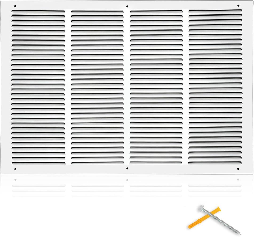 Fancat 24x16 Duct Opening | Steel Return Air Grille | Vent Cover Grill for Sidewall and Ceiling | HVAC Cold Air Intake Grille | White | Outer Dimensions: 25.75"W X 17.75"