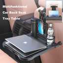 Car Back Seat Tray Table - Stable Foldable Auto Backseat Food Trays Desk for Rear Passenger Road Trip Eating & Work, Multifunctional Adjustable Travel Tray with Phone Drink Holder for Laptop iPad