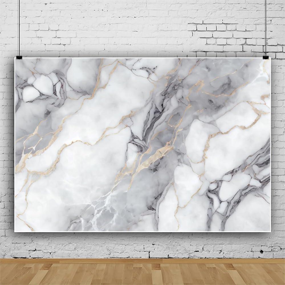Leowefowa 10x8ft Luxury Gray Marble Photography Backdrop Abstract Gradient Art White Gray Marble Background Luxury Modern Gold Texture Birthday Weeding Party Banner Studio Prop Decoration