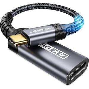 JSAUX USB C to DisplayPort Adapter 4K@60Hz, Type C to Display Port Cable Adapter Compatible with iPhone 17 Pro/15, MacBook Pro 2019 2018, Surface Book, Dell XPS, Samsung Galaxy S24 S23 Note 20-Grey