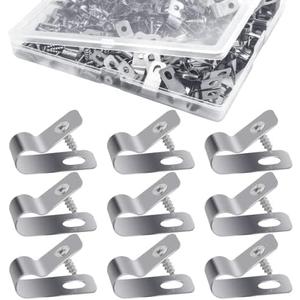 100 Pcs Fence Wire Clamps, Metal Wire Clamp with 100 Pcs Screws, Wire Fencing Clamps Trailer Frame Wire Clips, Double Wire Trailer Wire Clips Metal Cable Clips(for 4-8 Gauge Wire Fencing)