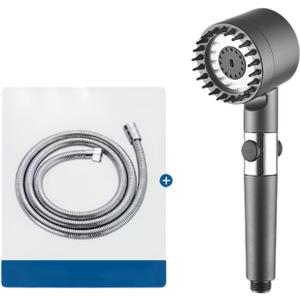 Supercharged shower head,ion drops shower head(grey,Shower+1.5m silver shower pipe) (Gray)