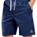 NORTHYARD Mens 9 Inch Casual Cotton Board Shorts Zipper Pockets Quick Dry | Golf, Beach, Work, Hiking, Fishing, Drawstring, Elastic Waist, Pull On, Lightweight, Travel (Blue, S)